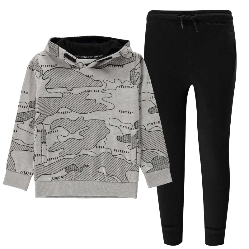 Image of Firetrap 2 Piece Jogger Set Junior Boys - Grey Grey 7 - 8 Years