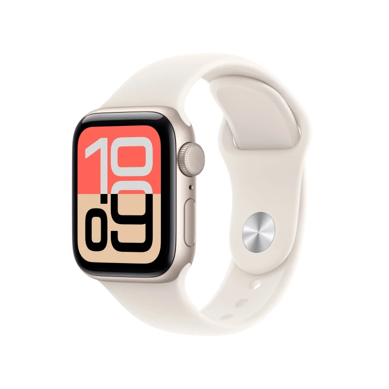 Image of Apple Watch SE 3, 40mm, Starlight Aluminium Case, GPS [2025] - Starlight Sport Band - S/M
