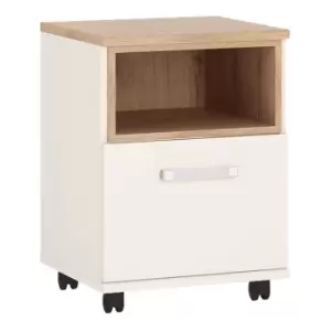 image of 4Kids 1 Door Desk Mobile In Light Oak And White High Gloss (Opalino Handles)