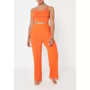 Missguided Petite Cami Top and Wide Leg Trousers Pyjama Set - Orange