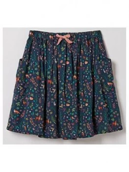 image of Fatface Girls Woodland Floral Woven Skirt - Navy