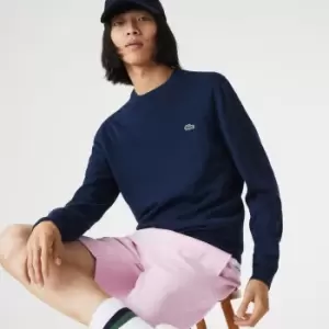 Image of Lacoste Mens Organic Cotton Crew Neck Sweater Size 9 - 4XL Blue Chine