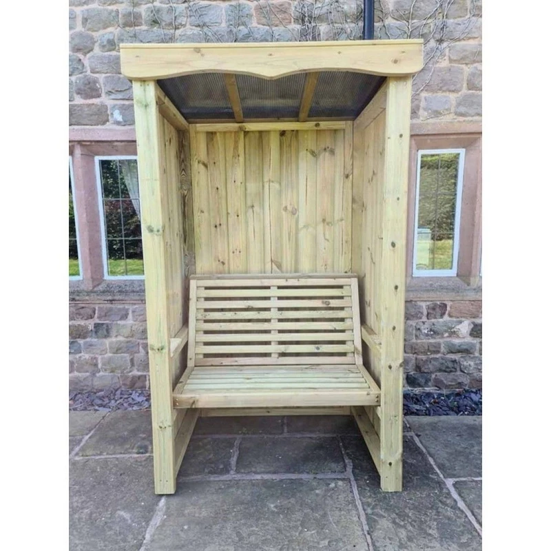 Image of Churnet Valley Garden Furniture Ltd 4 Seasons 2 Seat Arbour - Min. Assembly Required - Set of Cushions Inc in Brown Brown Unisex