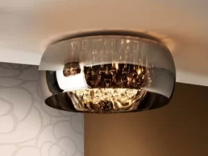 image of Argos 6 Light Dimmable Crystal Flush Ceiling Light with Remote Control Chrome, Mirror, G9