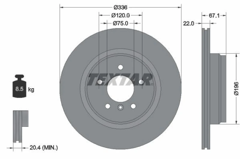 Image of Brake disc TEXTAR 92137905