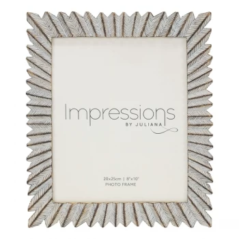 Image of 8" x 10" - IMPRESSIONS Sunburst White & Gold Resin Frame