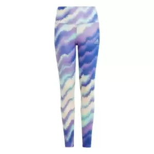 Image of adidas Dance AEROREADY High-Waisted Printed Training Legg - Bliss Orange / Easy Green / Vi