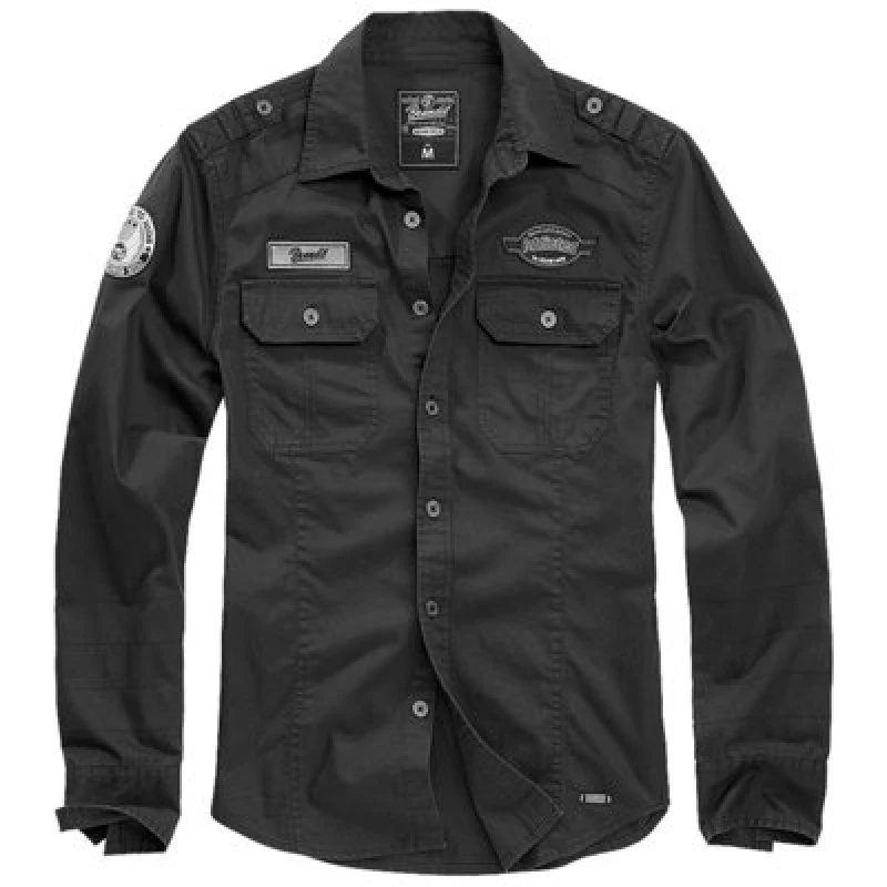 Image of Brandit Luis Vintage Shirt With Badges Black Size Xxx Large