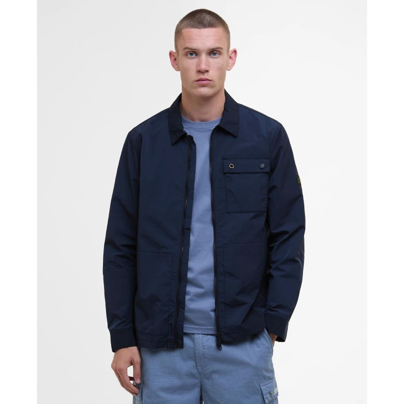 Image of Barbour International Mens Inline Cotton Long Sleeve Overshirt Saph Navy NY73 male L