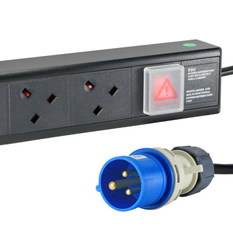 Image of Cablenet Cablenet 8 Way UK Horizontal 1u PDU with 16Amp Commando 3m Feed PDU8H16A