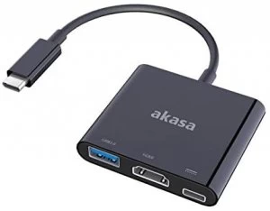 image of Akasa USB 3.1 Type-C (M) to HDMI 1.4 (F) Converter Adapter with USB 3.0 & USB 3.1 Type-C Power Delivery Ports