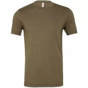 image of Canvas Mens Triblend Crew Neck Plain Short Sleeve T-Shirt (M) (Olive Triblend)