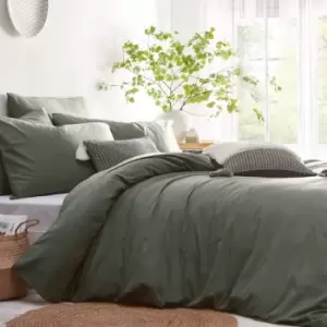 Image of The Linen Yard Stonehouse Double Duvet Cover Set Cotton Eucalyptus