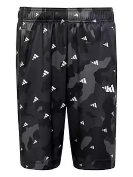 Image of adidas Junior Camo Print Train Essentials Short - Dark Grey, Size 11-12 Years