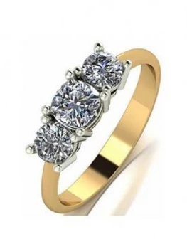 Image of Moissanite 9Ct Gold 1Ct Cushion Centre Trilogy Ring
