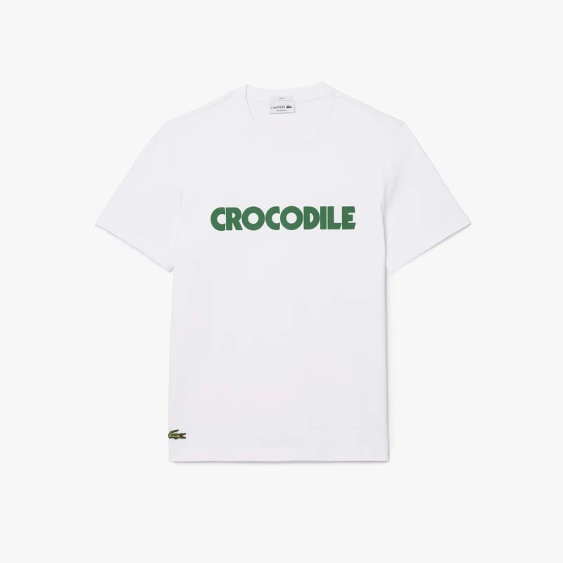 Image of Lacoste Print Cotton T-Shirt White male 2XS
