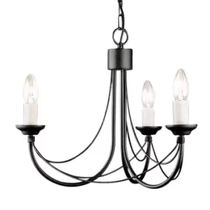 Image of 3 Bulb Chandelier Light Gothic Style Ivory Colour Candle Tube Black LED E14 60W