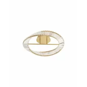 Image of Netlighting Merano Kingston Integrated LED Semi Flush Light Gold Metal, Crystal