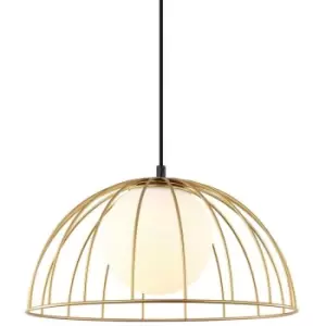 image of Italux Louis - Modern Hanging Pendant Golden 1 Light with Gold, White Shade, E27