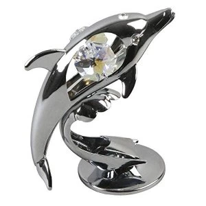 image of Crystocraft Chrome Plated Dolphin - Crystals From Swarovski