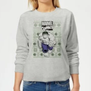 image of Marvel Avengers Hulk Womens Christmas Sweatshirt - Grey - 3XL