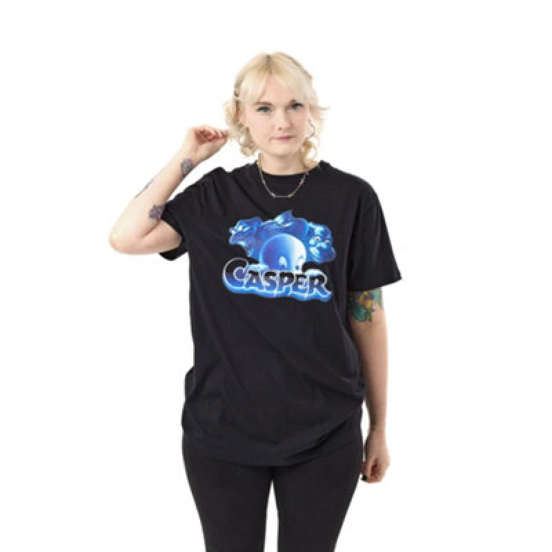 Image of Casper The Friendly Ghost Casper The Friendly Ghost Short Sleeved T-Shirt in Black Size: Small Black S Unisex 5063203915590
