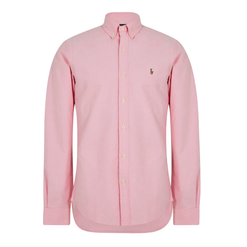 Image of Polo Ralph Lauren Mens Slim Fit Oxford Long Sleeve Shirt Pink male XL