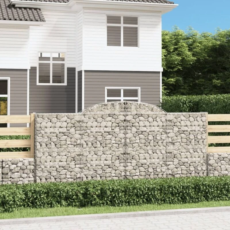 Image of vidaXL Arched Gabion Baskets 17 pcs 300x50x140/160cm Galvanised Iron, Silver 3146750