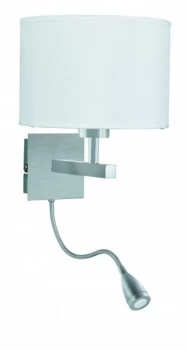 Image of Dual Flexi Arm 1 Light Indoor Wall Light Satin Silver, E27