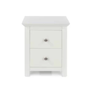 image of Nairn White 2 Drawer Bedside Cabinet, white