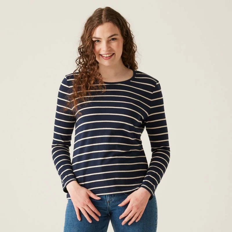 Image of Regatta Womens Federica II Long Sleeved T-Shirt in Navy Size: 8 Navy Female 8