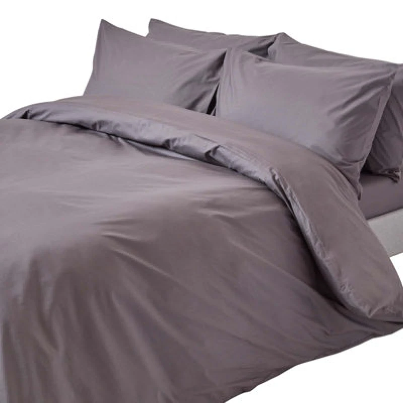 Image of Homescapes Dark Grey Egyptian Cotton Duvet Cover With Pillowcases 200 Tc, Super King