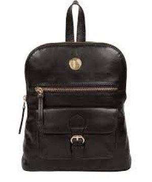 image of Pure Luxuries London Jet Black 'Zinnia' Leather Backpack