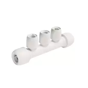 image of Hep2O Three Port Manifold Push-Fit All Socket White 22 X 15mm Pushfit Hx89B/22W