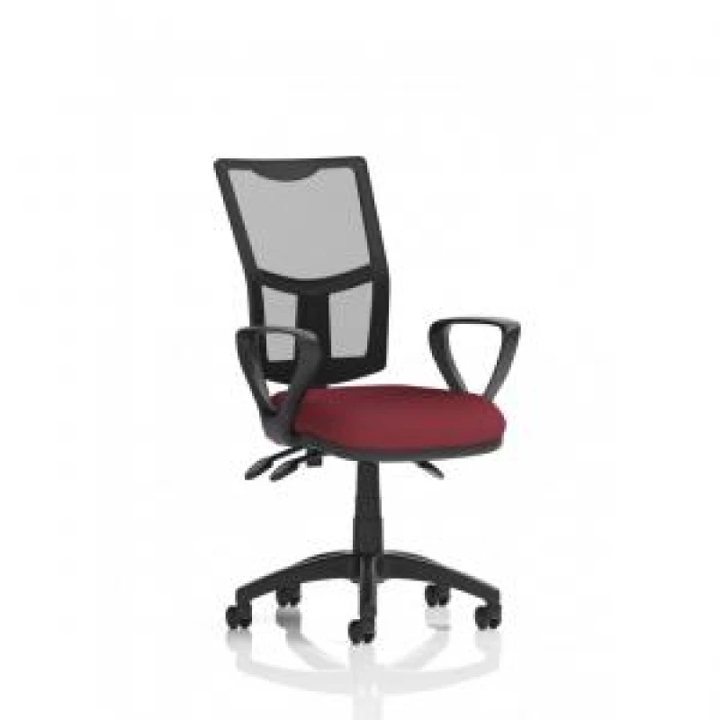 Image of Eclipse Eclipse Plus III Lever Task Operator Chair Mesh Back With Bespoke Colour Seat With Loop Arms In Ginseng Chilli KCUP1665
