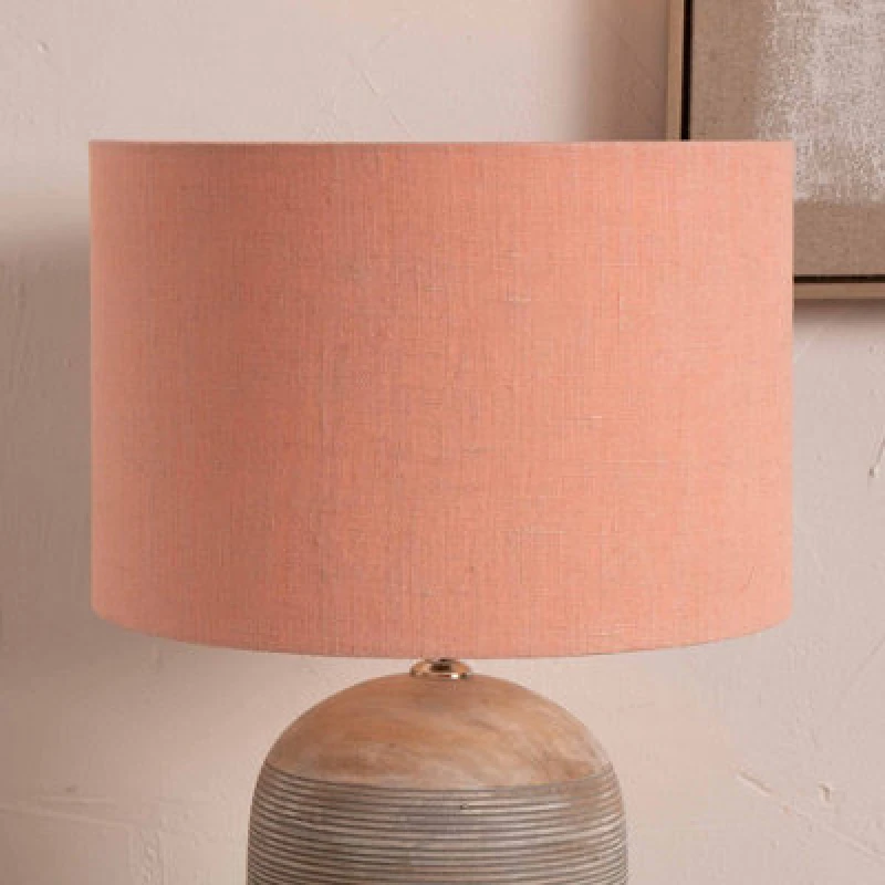 Image of Pacific Lifestyle 45Cm Coral Linen Drum Table Lampshade Modern Cylinder Floor Lamp Shade