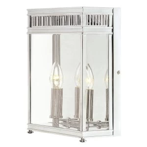 Image of 2 Light Outdoor Medium Wall Half Lantern Light Polished Chrome IP44, E14