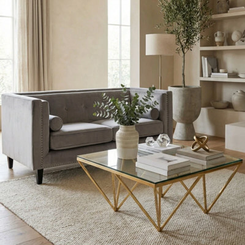 Image of Premier Housewares Sleek Gold Finish Spike Legs Coffee Table, Durable Decorative Table, Unique Design Display Coffee Table Gold