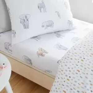 Image of Bianca Kids Zoo Animals 100% Cotton Fitted Sheet, Pastel, Single