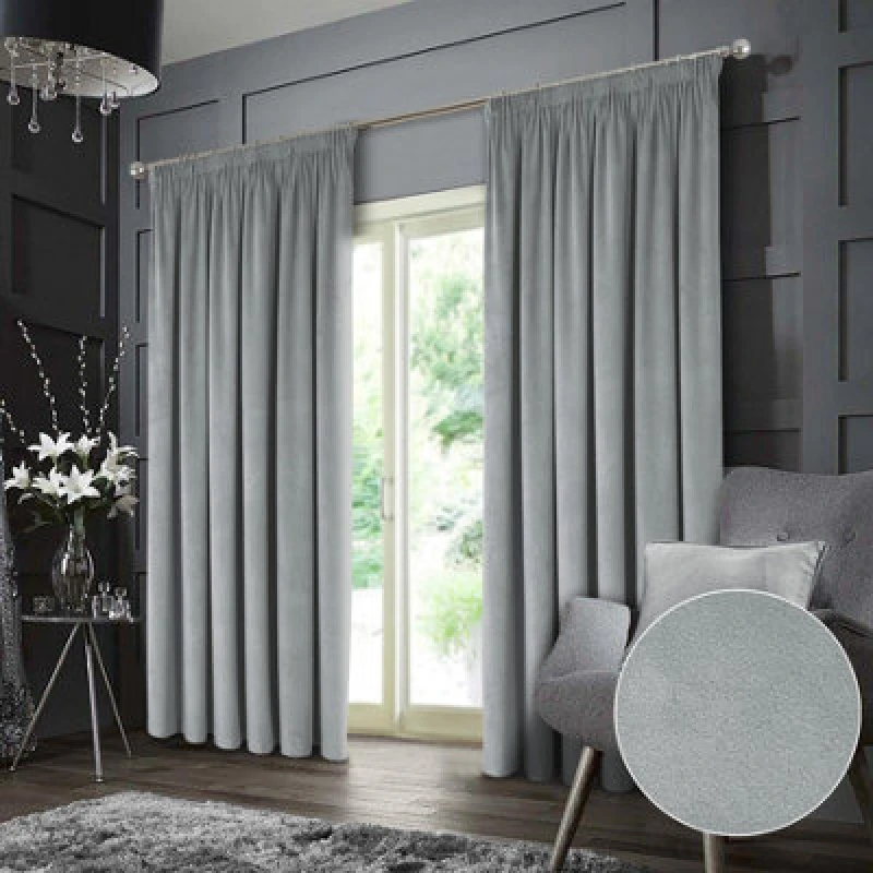 Image of Luxury Living Montreal Taped Top Grey Curtains