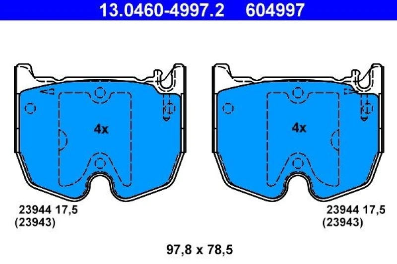 Image of ATE 13.0460-4997.2 Brake pad set excl. wear warning contact Brake Pad Set,disc brake (402)