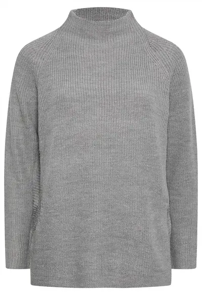 image of Yours Ribbed Knitted Jumper Grey