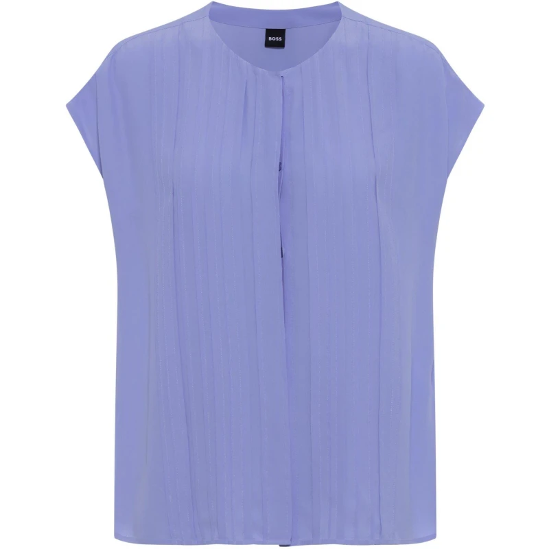 Image of Boss Womens Berita Short Sleeve Blouse Bright Blue female 6 (XS)