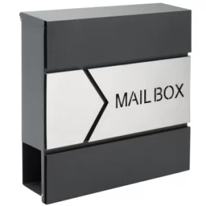 image of Mailbox Anthracite/Silver with Newsletter Box Wall Mounted