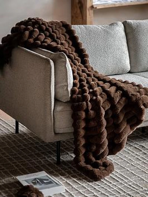 Image of Crossland Grove Cove Ribbed Faux Fur Throw Mulberry 1300X1700mm, Purple 5061087223756