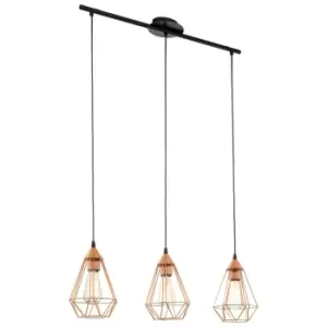 image of Hanging Ceiling Pendant Light Copper Wire Cage 3x E27 Kitchen Island Feature