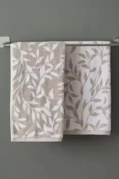 Image of 2 Pack Trailing Leaf Jacquard Hand Towel