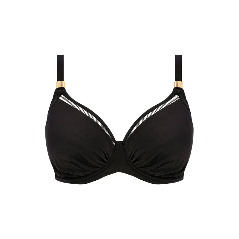 Image of Fantasie Womens underwired pleated swimsuit top Fantasie East Hampton Noir Female 85D