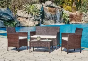 Image of Newport Rattan Garden 4pc Furniture Set With Cover