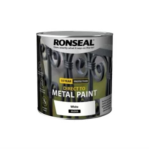 Image of Ronseal Direct Metal Paint White Gloss 2.5L